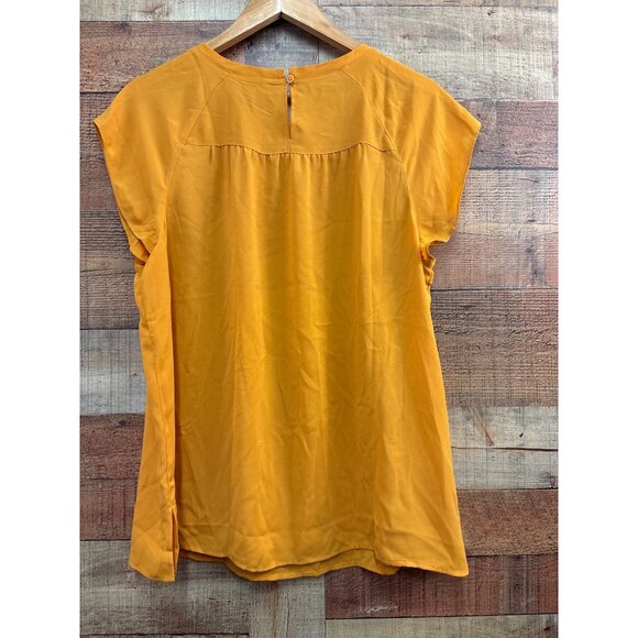 Loft Outlet Womens Mustard Ruffle Sleeve Blouse Size L - Picture 6 of 7